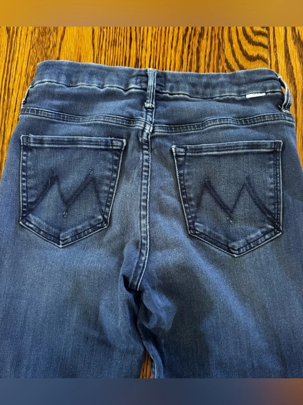 MOTHER High Waisted Looker Ankle Fray Jeans Dark Wash Size 28 Designer Denim